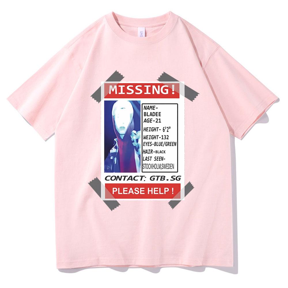 Missing Poster Bladee Drain Gang Ecco2k Graphic Print Tshirt Unisex Women Hip Hop Oversized Tshirt Unisexs Fashion Streetwear Tees