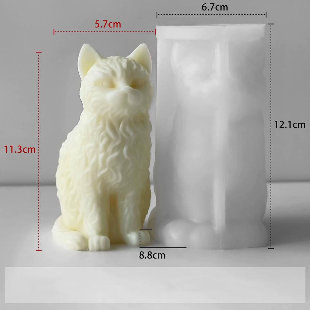 Forma silikonowa na świecę 3D kot DIY gipsowa dekoracja kociaka ozdoba forma na świecę zapachową