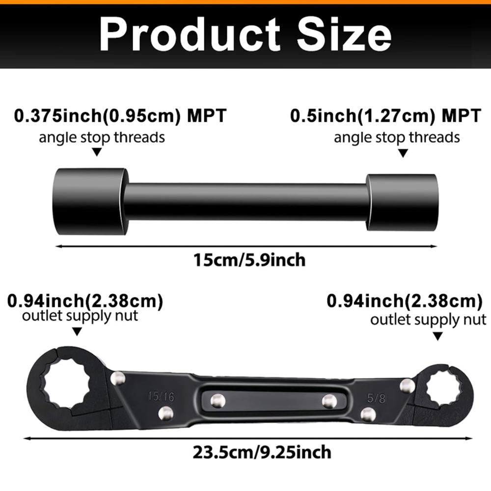 2 PCS Water Pipe Faucet Wrench Angle Stop Wrench Kit Double-Ended Pipe Wrench Household Sink Tap Spanner Removing Rings Tool