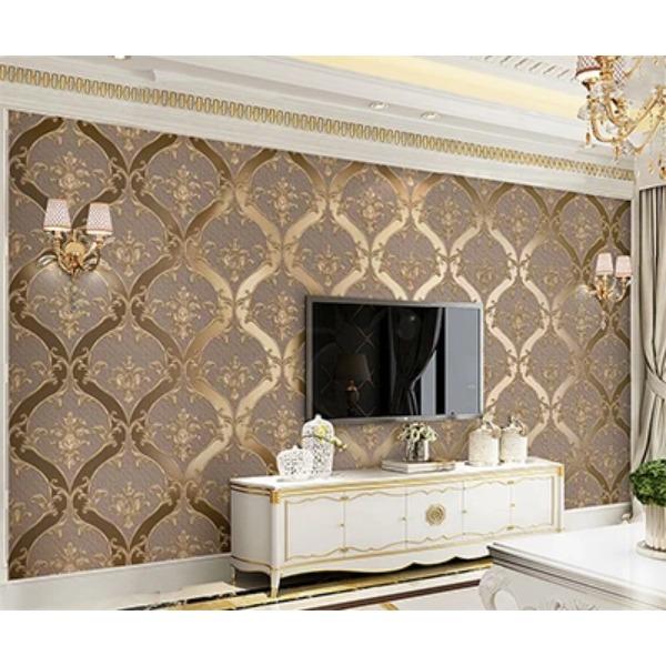 Europäischer Stil Damaskus Tapete Wohnzimmer TV Sofa Schlafzimmer 3D Relief Vlies Nachttisch Wandpapier Luxus Heimdekor 3D Tapeten