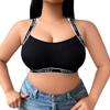 Plus Size Letter Print Ribbed Wireless Sports Bralette