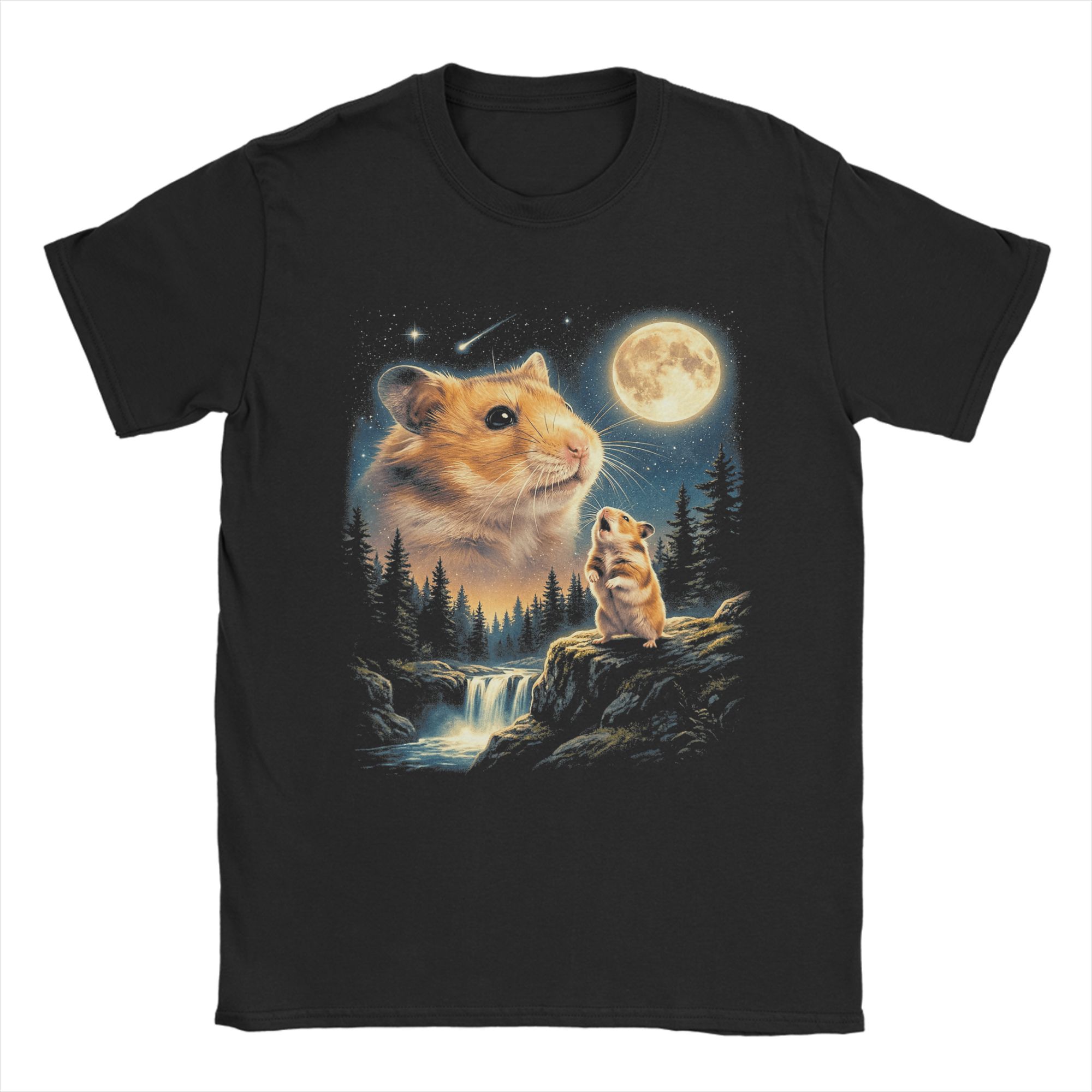 Rat Howling to The Moon Meme 90s Animal Mens T Shirts  Amazing Tees Short Sleeve Crewneck TShirts Cotton Unique Tops S