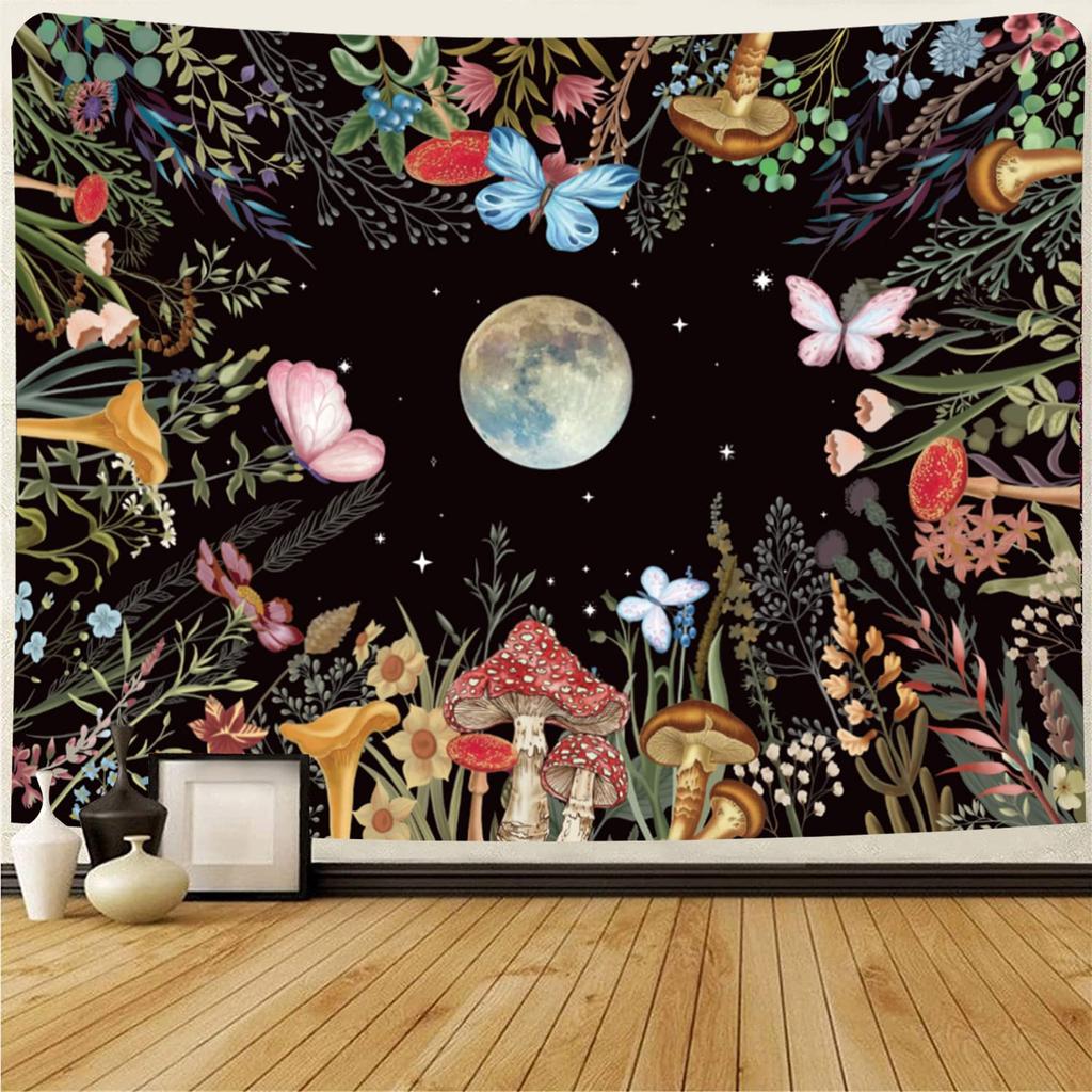 Jungle Flowers Birds Tapestry Deep Color Natural Plant Floral Tapestry Home Living Room Dorm Bedroom Aesthetics Decor Tapestries