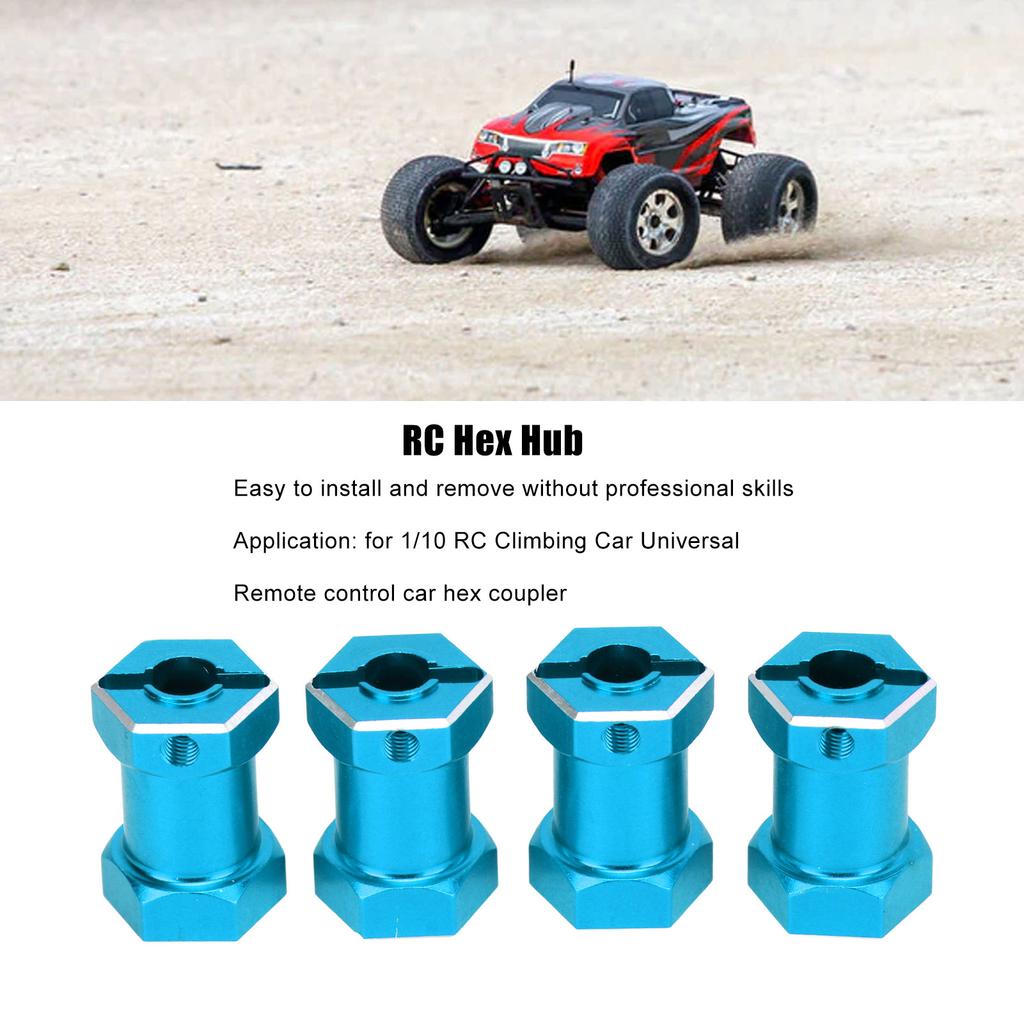 4 Pcs RC Wheel Hex Hub Aluminum Alloy Replacement 12mm Hex Hubs Extension Combiner for 1Celsius10 RC Climbing Car