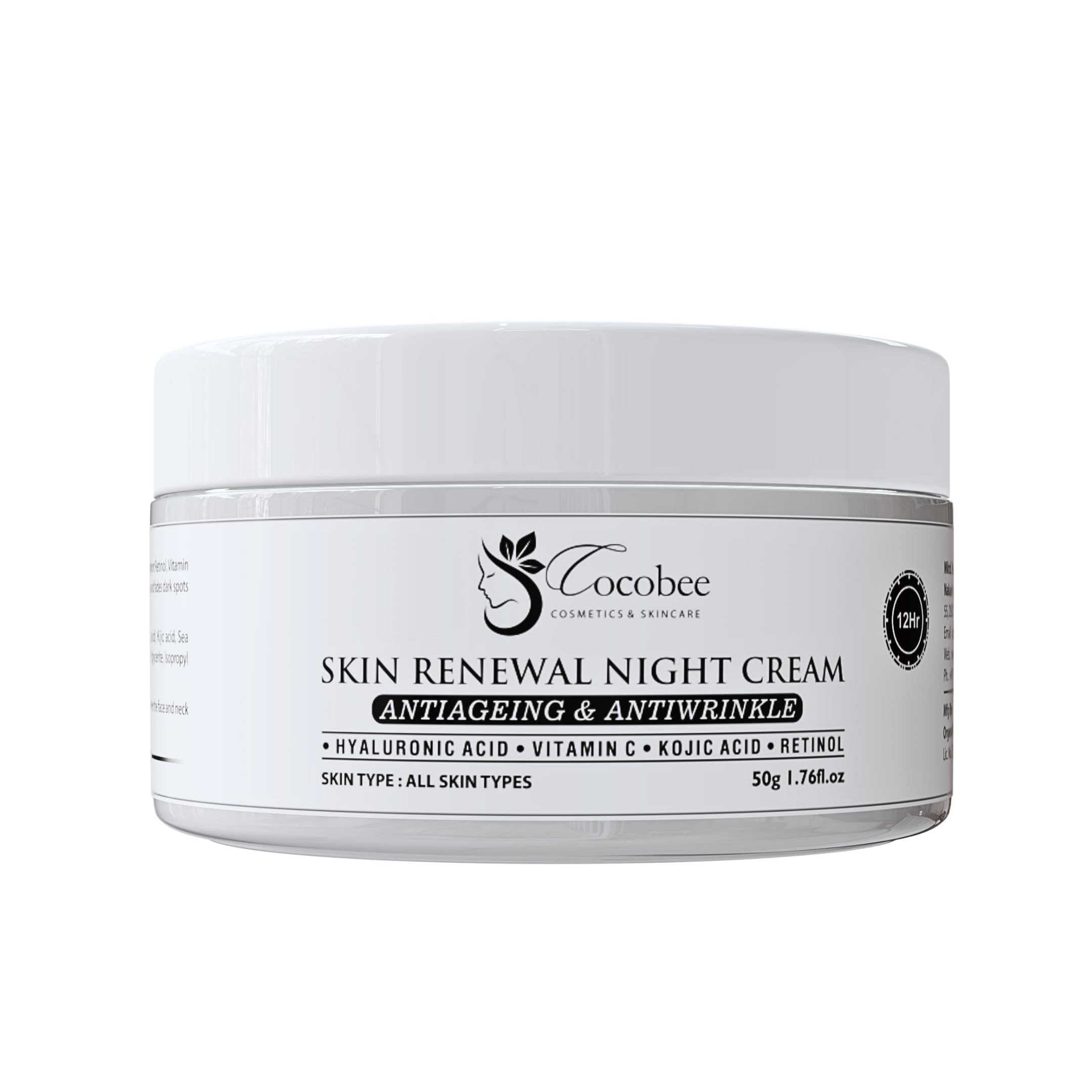 COCOBEE Skin Renewal Night Cream Pack of 1 - 50g | Anti-Aging & Anti-Wrinkle Formula for Firm | Smooth Skin | Rejuvenates & Nourishes Overnight | V