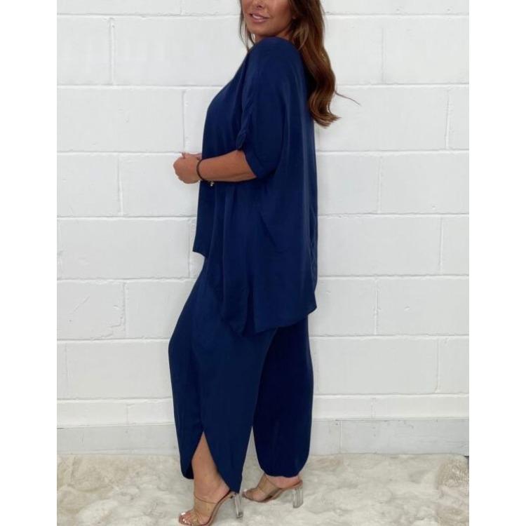 Women's Fashionable Casual Loose-fitting Plus-size Short-sleeved Set