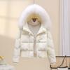 Women's Short Down Jacket with Fur Collar - Korean Fashion, Loose Fit, Thickened Spandex, Warm Winter Trend