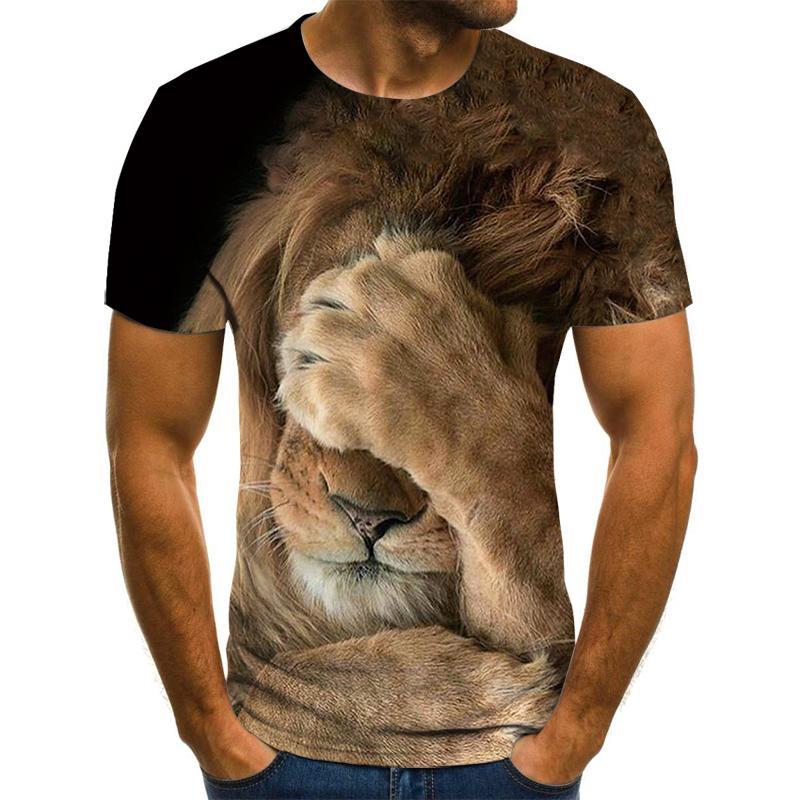 Cool Lion Graphics T Shirts Summer Fashion Short Sleeve 3D Animals Printed Mens T-shirts Casual Streetwear Oversized Tees Tops