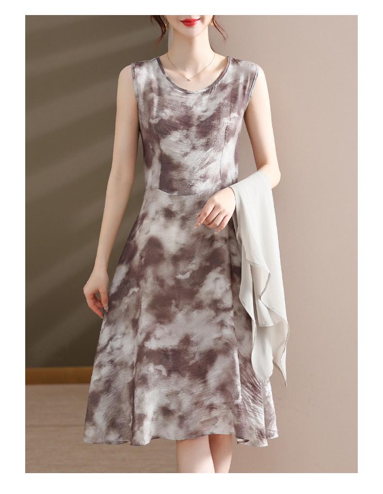 Elegant Chiffon Summer Dress Set for Mature and Elderly Women - Stylish Two-Piece Skirt Ensemble