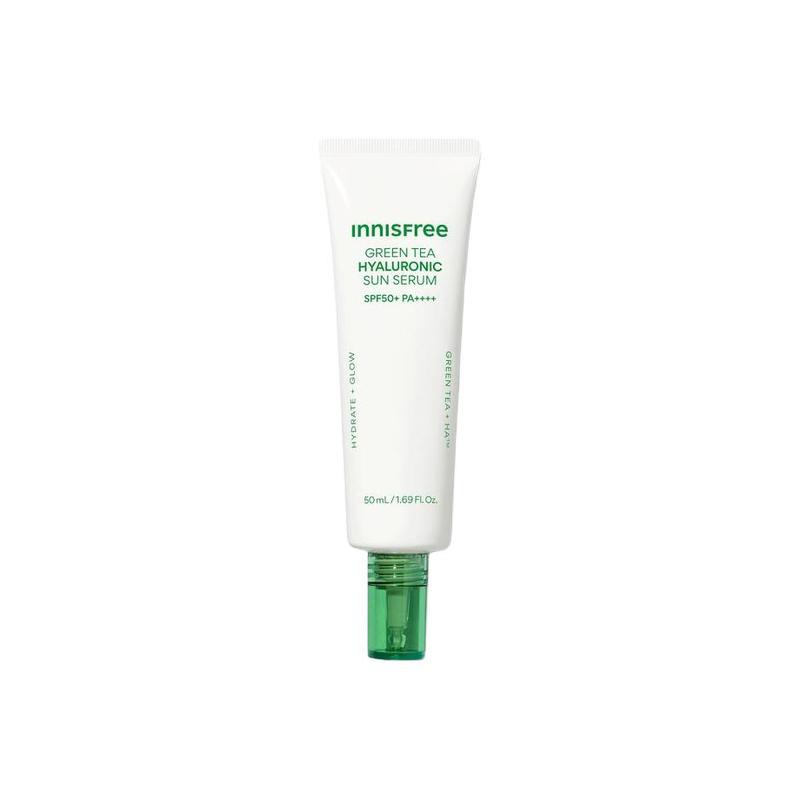 Innisfree Serum Moisturizing and Soothing Green Tea Hyaluronic Acid Sunscreen Serum-50ml зелёный