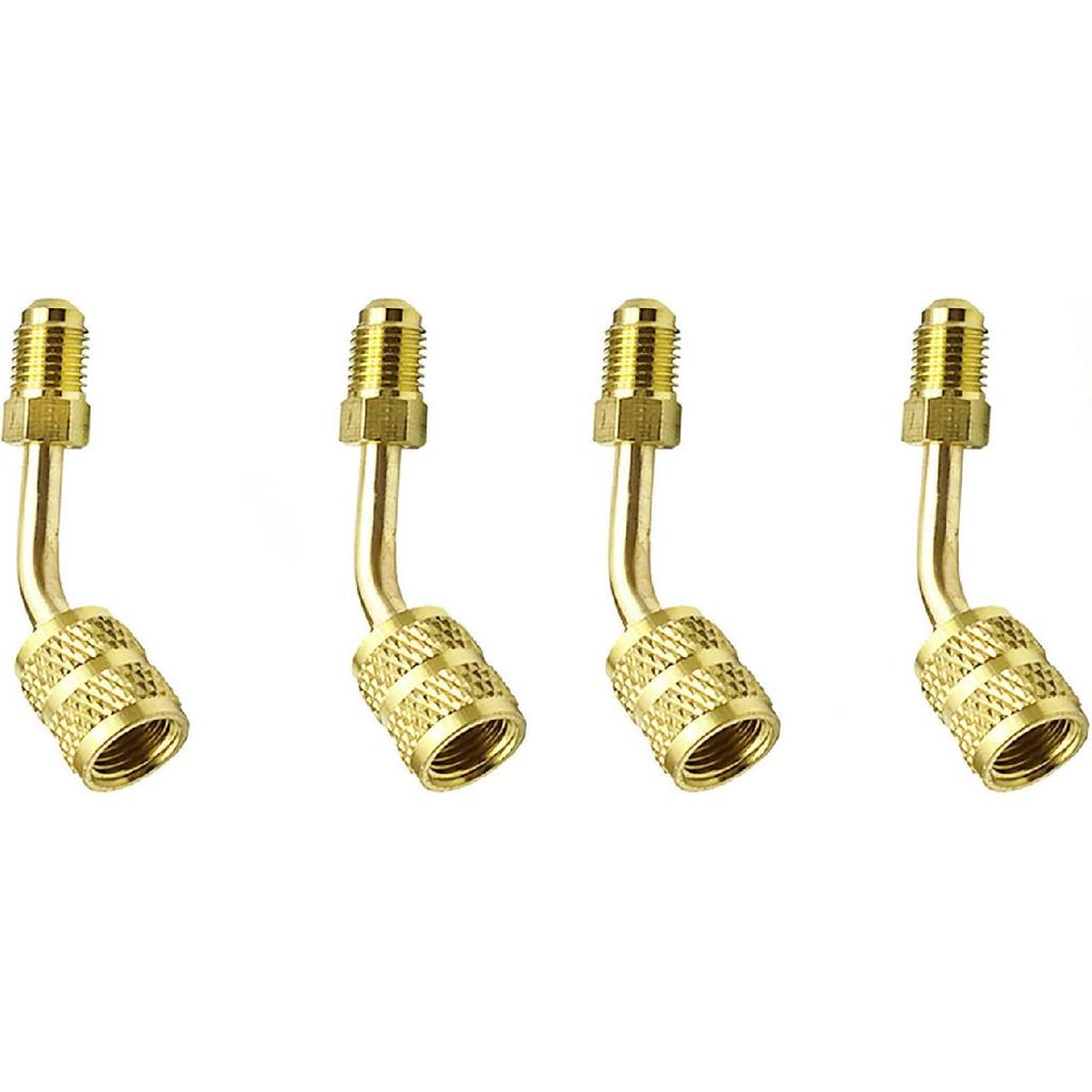 4Pcs R410a Brass Quick Adapter 5/16 Female To 1/4 Male SAE for Mini Split System HVAC and Refriger Refrigerant Charging