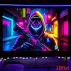Cyberpunk Maske Killer Wandteppich Neon Straßenstil Atmosphäre Hängendes Tuch Raumdekoration Heimdekoration