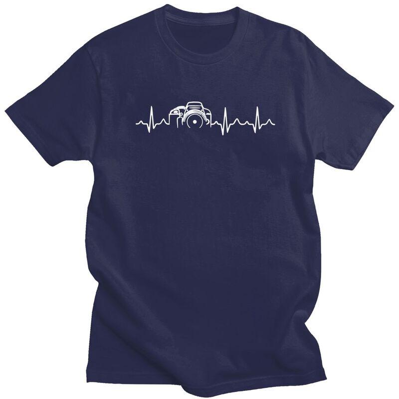 

Custom Classic Heartbeat Of Camera T Shirt Men ShortSleeve Photographer Tshirts Casual Tee Slim Fit Tshirts Merch 4XL