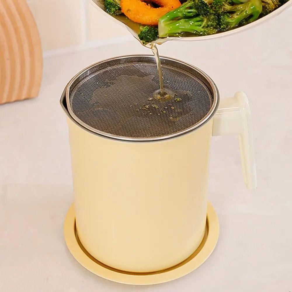 BPA-Free Grease Separator Anti-Leakage Stainless Steel Strainer Oil Filter Pot  Deep Frying