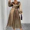 New Women's High Waist Bodycon Dress, Sexy Elegant Lantern Sleeve Dress, European American Style Crossborder Casual Party Dress