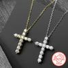 Luxury 925 Sterling Silver Zircons Cross Pendant Necklace for Women Girl Gold Color Choker Twist Chain Amulet Faith Jewelry
