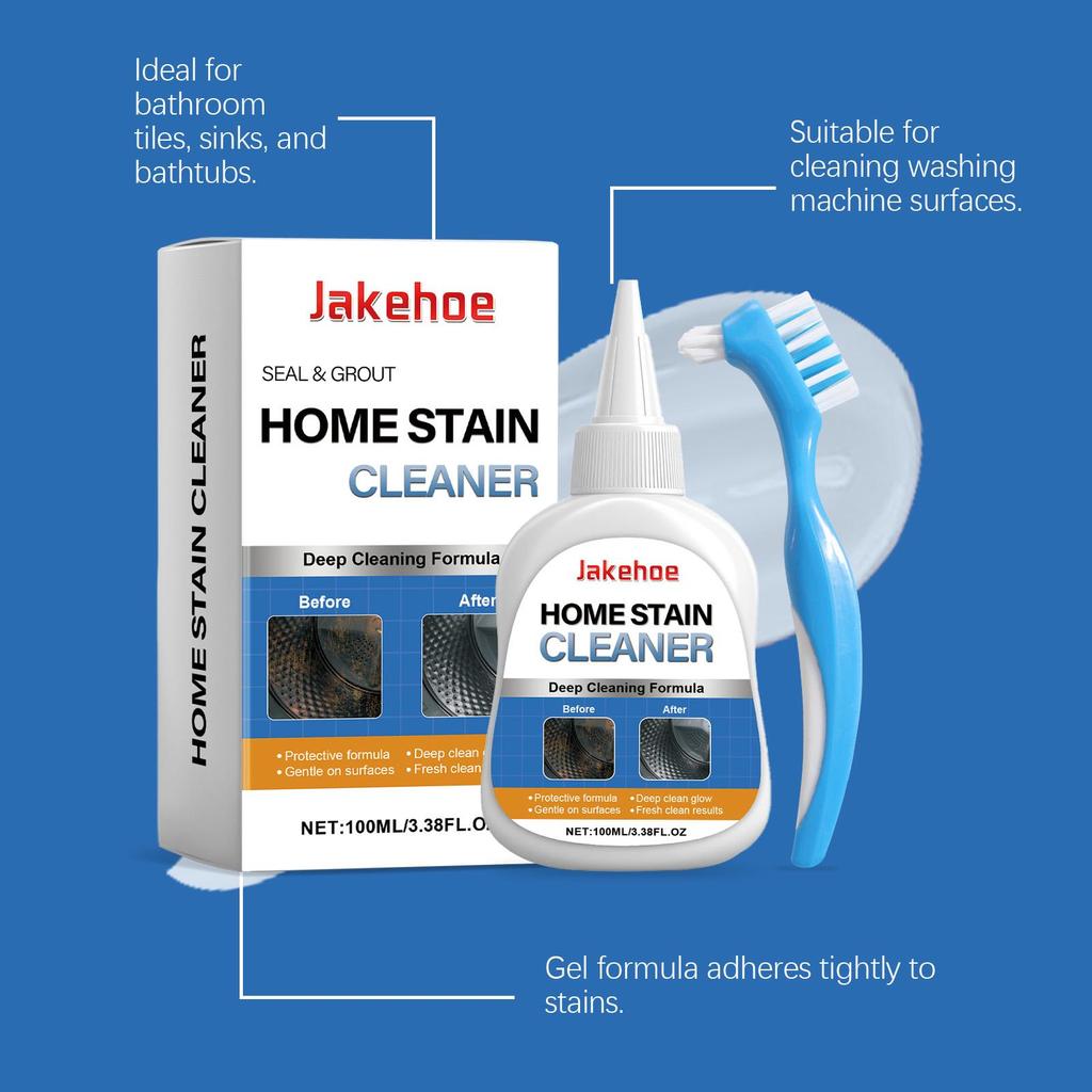 JAKEHOE Household Stain Remover Gel Heavy Duty Washing Machine Cleaner with Brush Shower Bathroom Sink All-Purpose Cleaning Gel