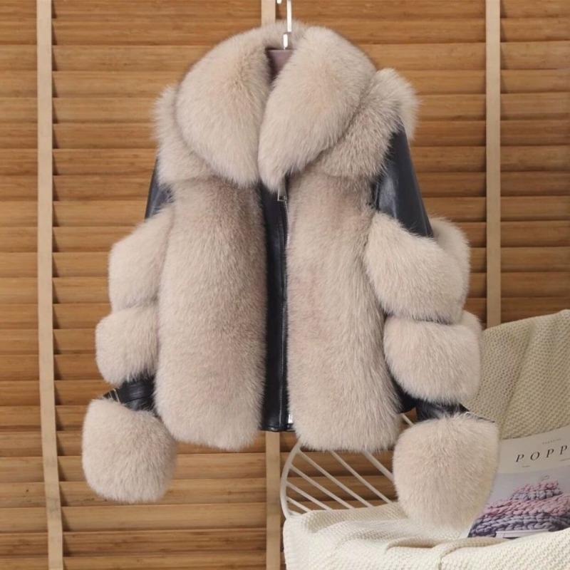 Winter New Imitation Fur Fox Fur Jacket Women's Short Locomotive Clothing Light Fashion Trend Cotton Warm