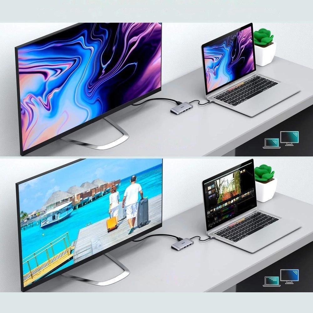 Choetech 9W1 Wielofunkcyjny Hub Usb Typ C - 3X Usb 3.2 Gen 1 / Czytnik Kart Sd I Tf / Hdmi 4K 30Hz / Vga Full Hd 60Hz / Usb Typ C / Rj45 Szary (Hub-M1