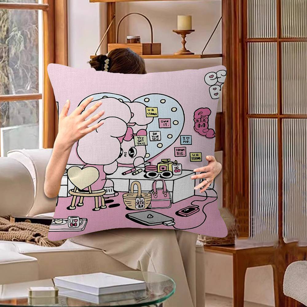 E-Esther Bunny Cartoon Cushion Cover Decorative Pillow Sofa Home Decor Case Pillow Cases