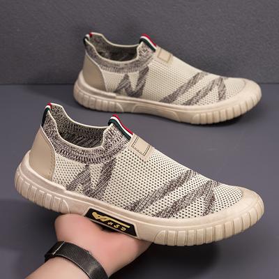 Fashion 2025 Foreign Trade Men's Shoes Autumn New Sneaker and Leisure Shoe Flying Woven Mesh Breathable Cloth Shoes