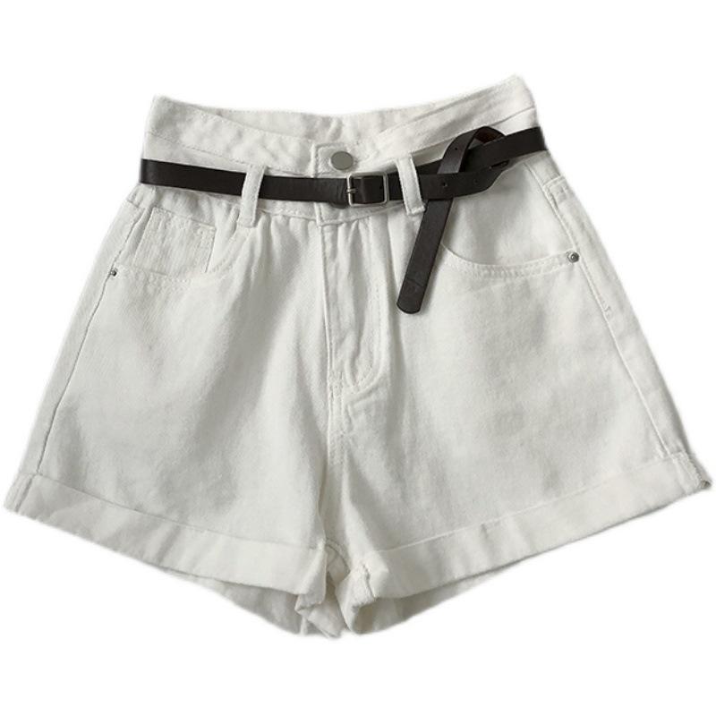 Classic and Minimalist Fashion Versatile Ultra-high Waist Rolled Female Summer A Word Thin Wide-legged Denim Shorts Individuality and Trendiness