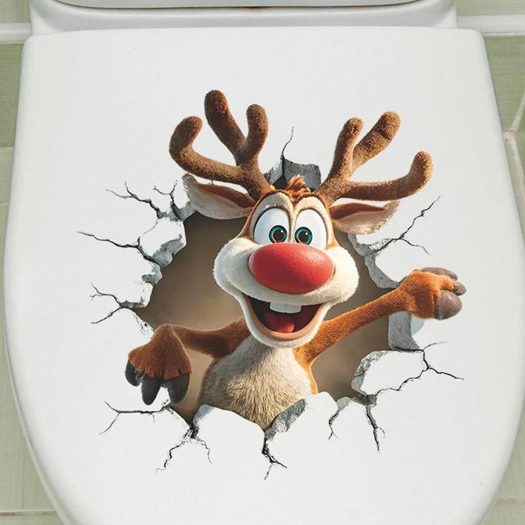 Weihnachtsfensteraufkleber Wanddurchbrechender Weihnachtsmann Aufkleber Feiertagsglasaufkleber Dekorationen für Badezimmer Küchen Schlafzimmer Kinderzimmer