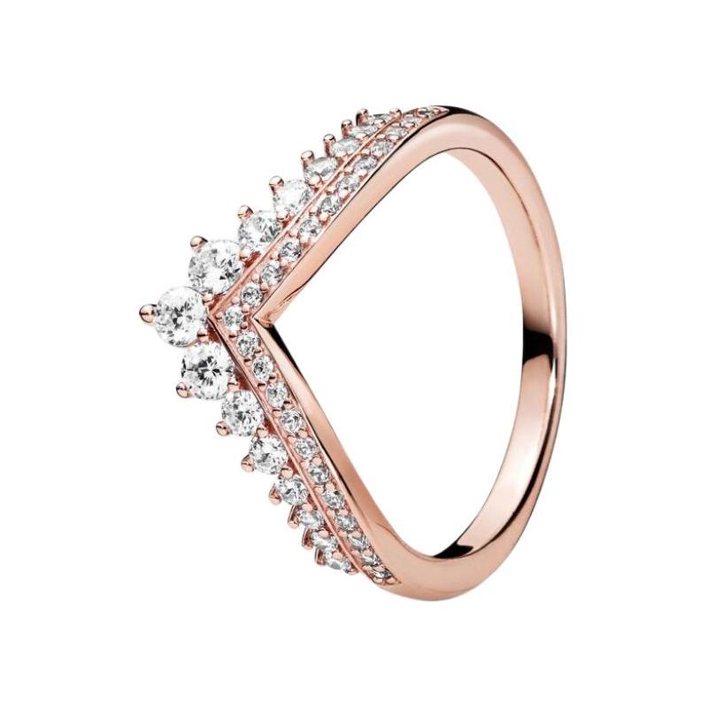 Pandora Original Design Cubic Zirconia Ring Women s Rose Gold 187736CZ золотой