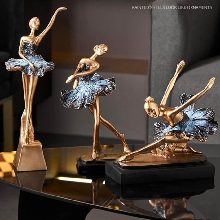 Resin Ballet Dancer Sculpture Girl Figurines Elegant Statues  Decoration for Cabinet Desktop