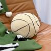 1pcs Teddy Plush Basketball Shape Pillow with Letter Embroidery PP Cotton Filled Novelty Cushion for Sports Decor Gift for Fans