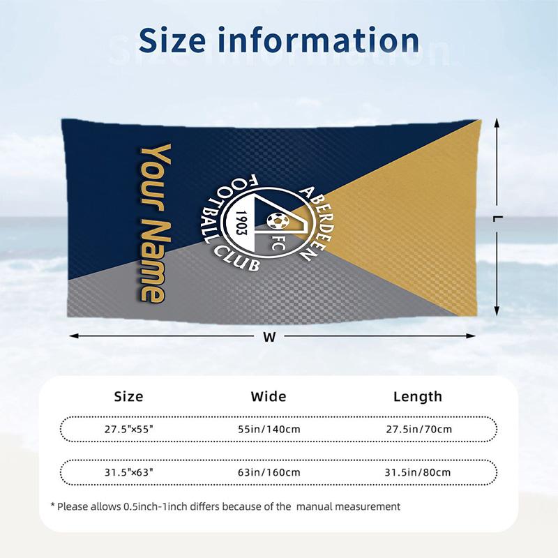 Beach Towel Custom Name Text, Quick Dry Large Towel For Beach HomeAberdeen FC