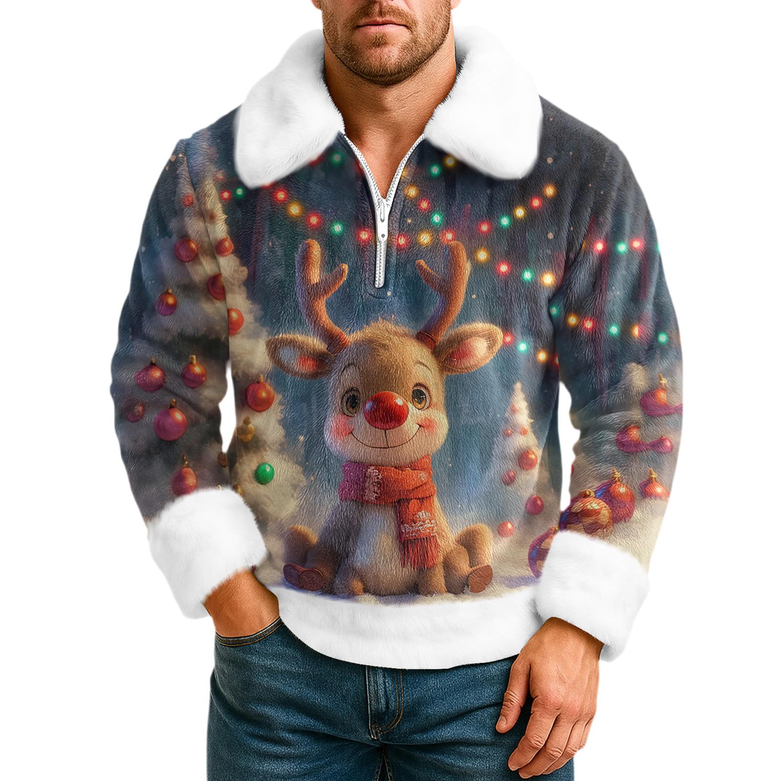 Men s  Leisure  Half   Zipper  Flip  Collar  Hoodie L