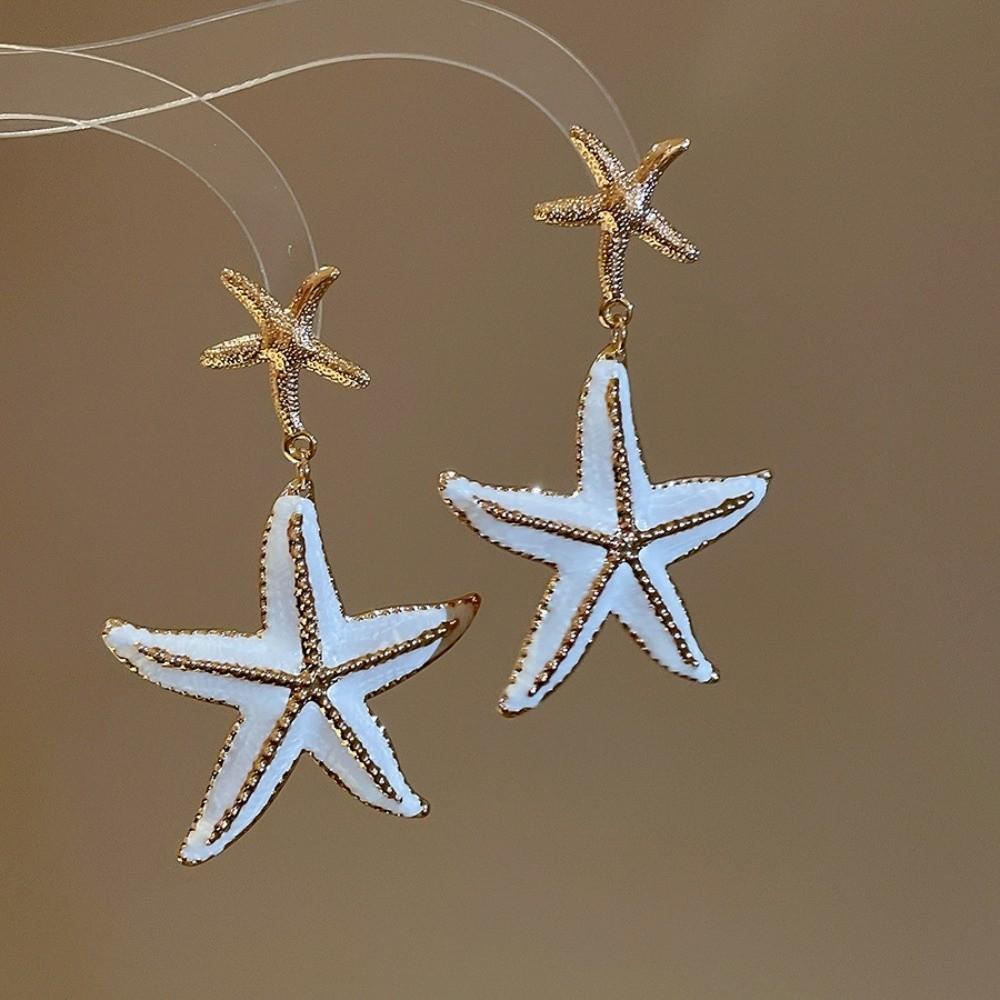 Ear Pendant Starfish Metal Stud Earrings Bohemia Style Long Tassel Earrings  Festival