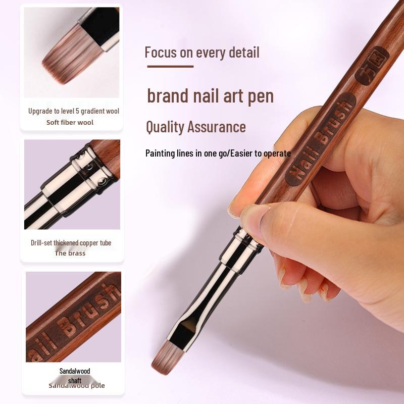 Popular Sandalwood Nail Art Brush Set: Liner, Triangle, and Flower Design Pens