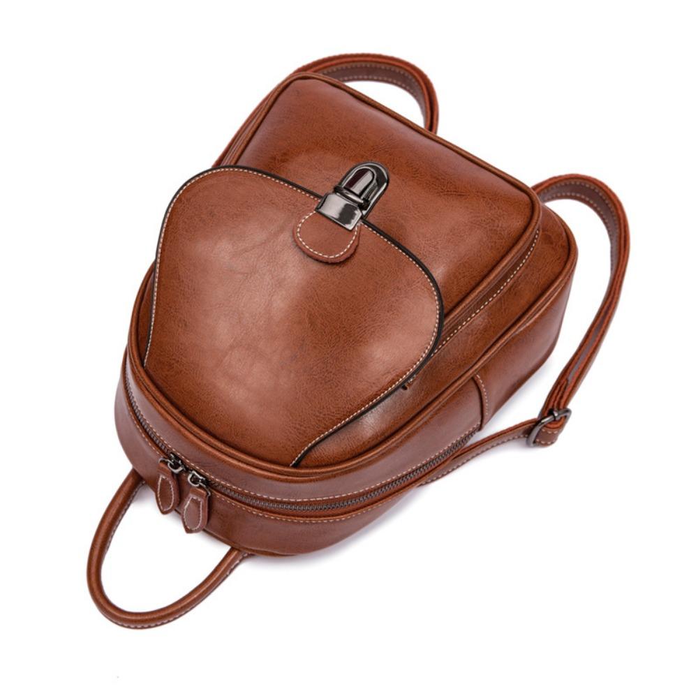 Bag Women's Leather Women's Bag Oil Wax Leather Vintage College Women's Backpack Backpack Trendy Women's Bag