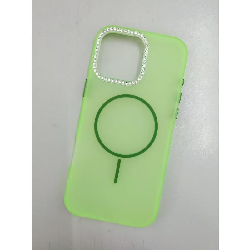 Applicable To IPhone 16pm Dot Drill Frame Mobile Phone Case Apple 15 Skin Feeling Frosted Color Fine Magnetic Suction Protective Case