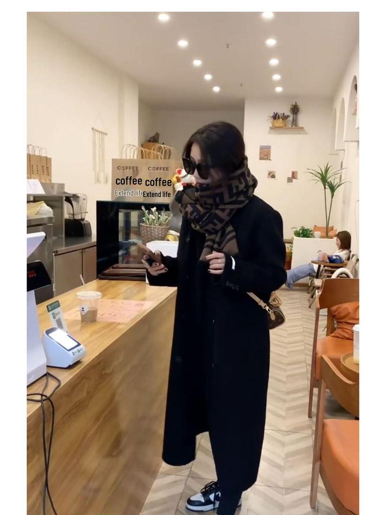 2023 Damen Kamelwollmantel - Mittellang, Koreanischer Stil, Lockere Passform, Langärmlig, Trendig für Herbst & Winter