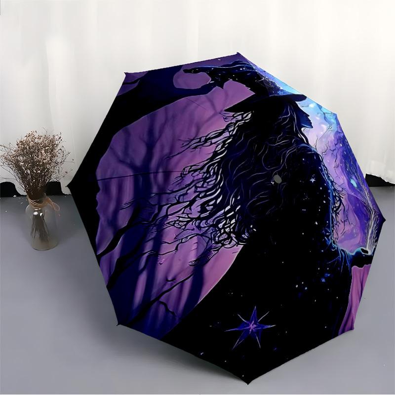 1pc Witchcraft Fantasy Automatic Open/Close Umbrella, Windproof, Folding Compact Umbrella with Lightweight Design for Women/Men068