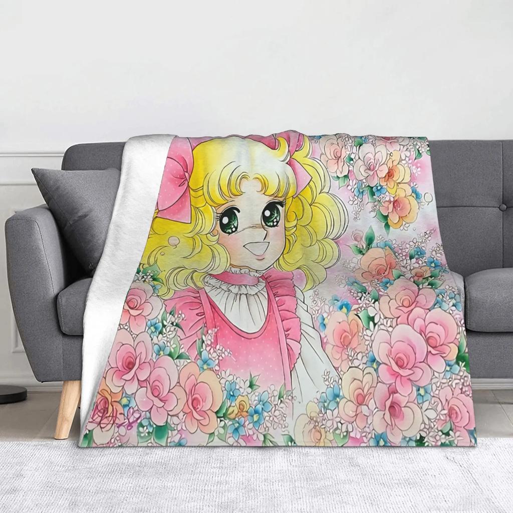 Anime Candy Candy Blankets Fleece All Season Kawaii Cute Girl Flowery Multi-function Thin Throw Blanket for Bed Office Quilt