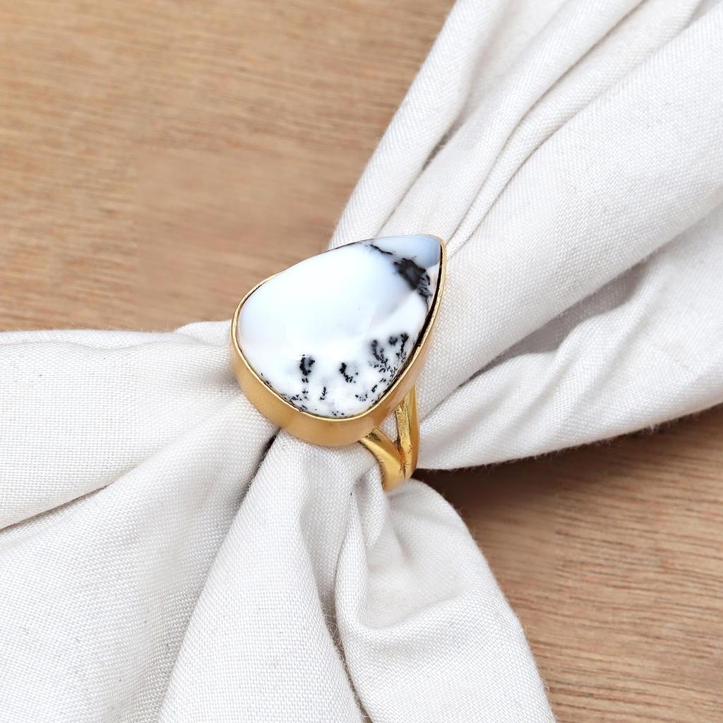 Dendritic Opal Gemstone Handmade Silver Jewelry  "6"