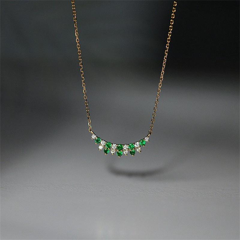 

925 sterling silver Plating 18K Gold White Green Zircon Pendant Necklace for Womern Vintage High Quality Jewelry Gold