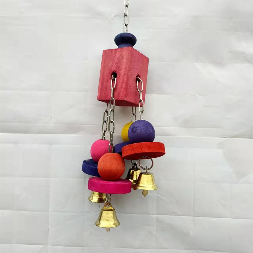 Jouets à Mâcher et Balançoire en Bois Naturel pour Oiseaux Perroquets - Jouets Suspendus avec Clochette à Mâcher et Mordre pour Perruches Calopsittes