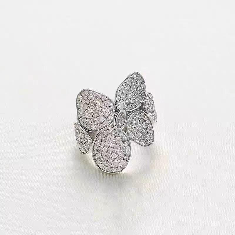 Spring Breeze Copper Alloy Open Ring - Blooming Elegance Series Adjustable Open