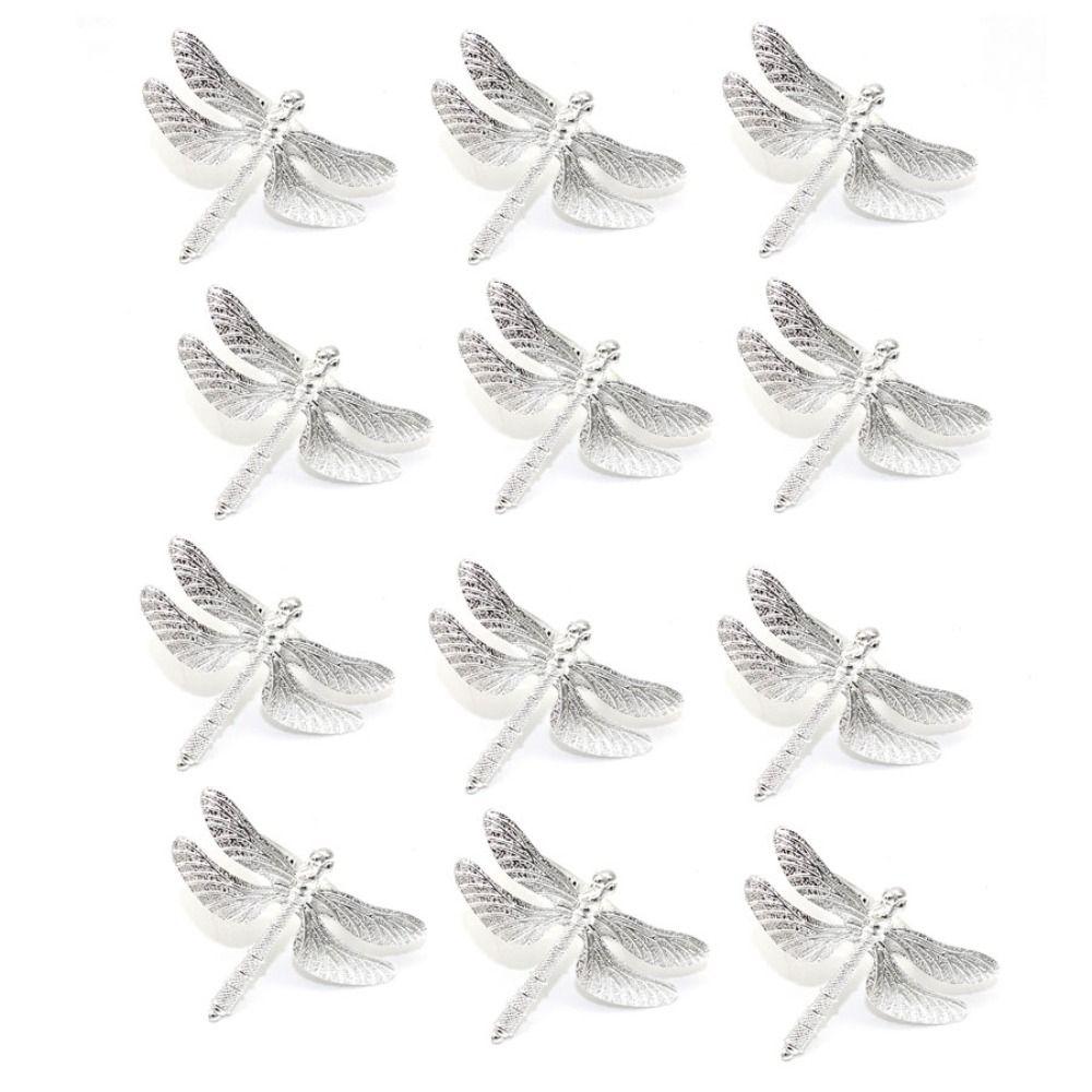 12 Stück Silber/Gold Metall Libelle Serviettenringe Metall Doppel Schmetterling Serviettenring Restaurant