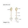 European Baroque Freshwater Pearl Tassel Hoop Earrings, Stainless Steel Gold-Plated, Face-Slimming Ear Jewelry for Women
