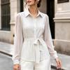 Women S Long Sleeve Shirt Lace Up Waist Casual Commute Blouse