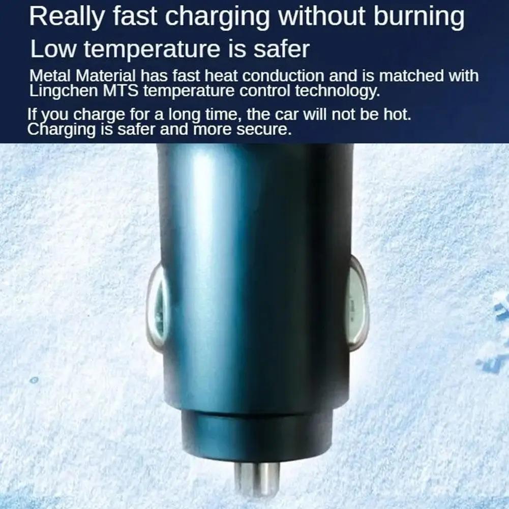 55W Car Phone Charger Car Fm Transmitter Quick Charging Adapter with 3 In 1 USB Retractable Charging Cable