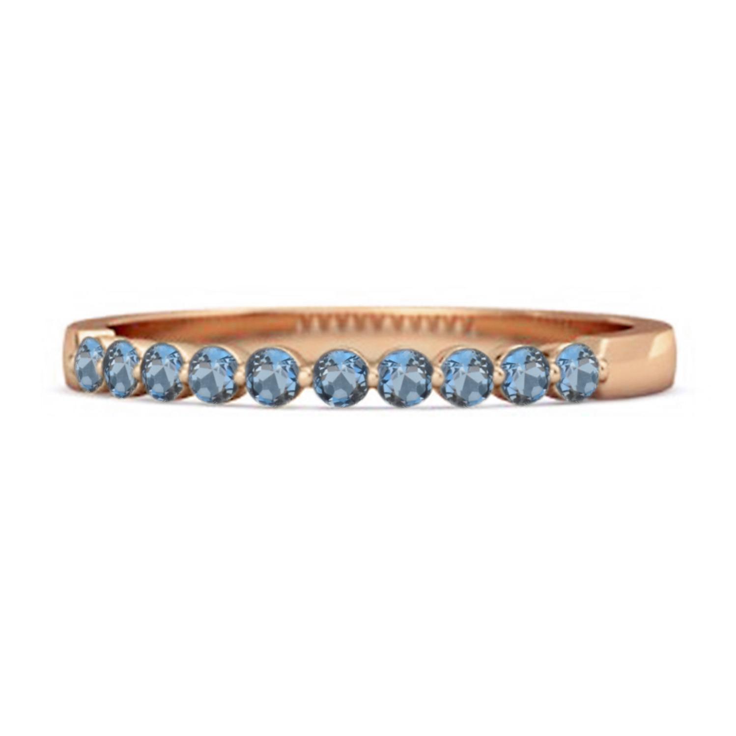 London Blue Topaz Half Eternity Design Band Ring - 925 Sterling Silver Rose Gold Vermeil 8.5 ярко-розовый