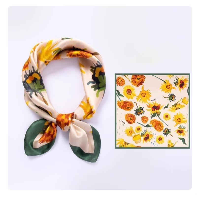 HANDUNYOU Sunflower Mulberry Silk Scarf