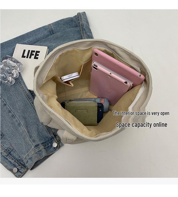 Large Capacity Corduroy Canvas Tote & Crossbody Handbag for Women - Versatile, Fashionable, High-End Shoulder Bag for Commute